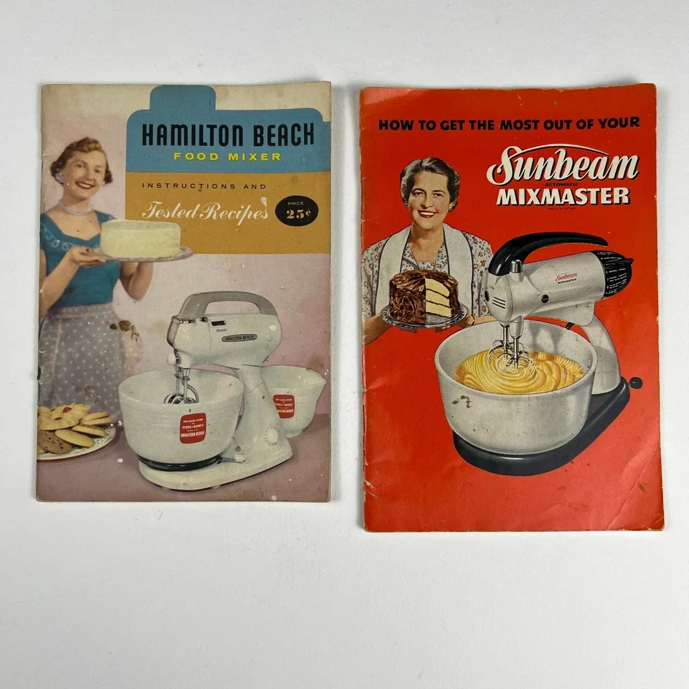 Hamilton Beach + Sunbeam Mixmaster Vintage 2pc Recipe Books Mid-Century Kitchen
